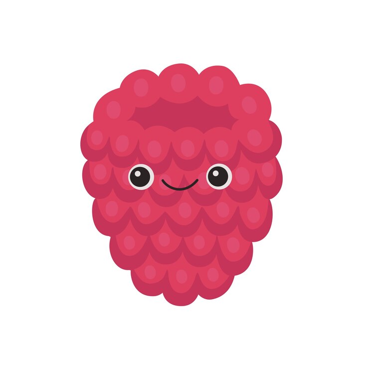 Vector una frambuesa con una cara sonriente