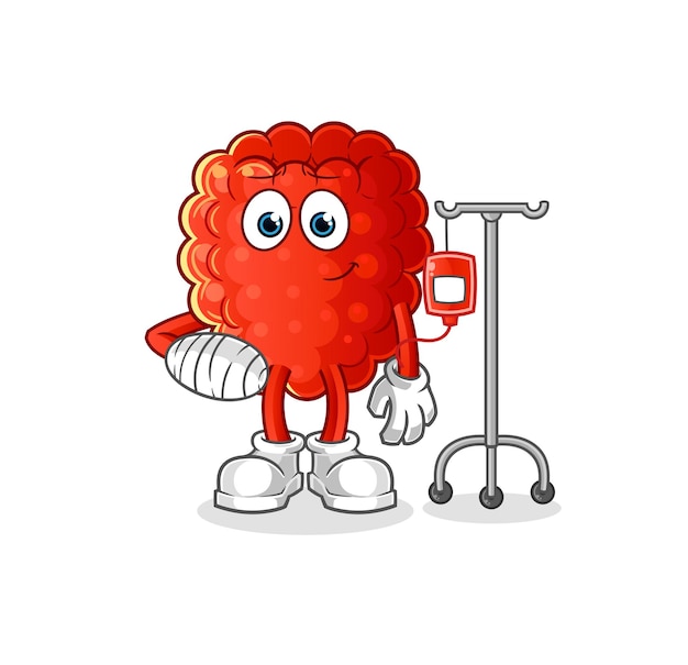 Frambuesa enferma en IV ilustración. vector de personaje