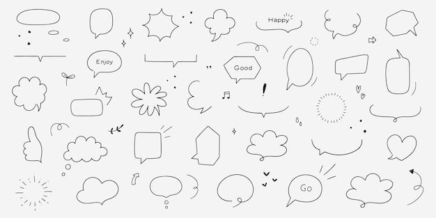 Frame de globo de línea simple para el título del texto dibujado a mano en estilo doodle