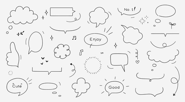 Frame de globo de línea simple para el título del texto dibujado a mano en estilo doodle