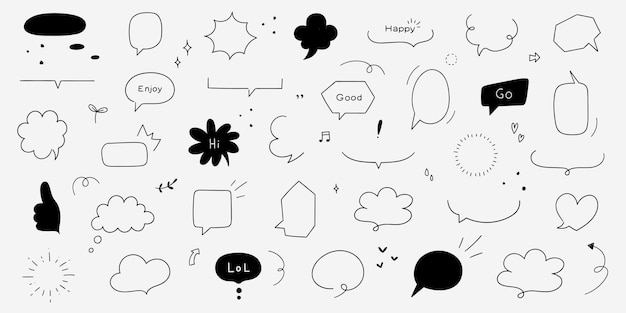Frame de globo de línea simple para el título del texto dibujado a mano en estilo doodle