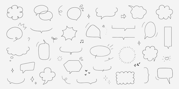 Frame de globo de línea simple para el título del texto dibujado a mano en estilo doodle