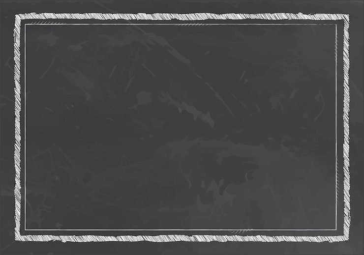 Vector frame de tablero de tiza de fondo textura de tablar de tiza negra con borde de contorno