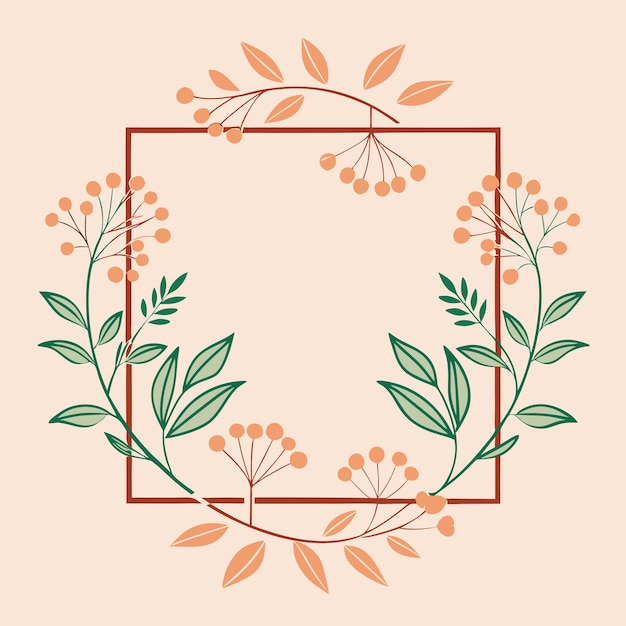 Frame vectorial minimalista de hojas y flores