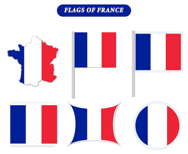 Francia Banderas en muchos objetos Ilustración