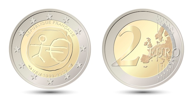 Francia. Moneda de 2 euros. Diez años de Unión Económica y Monetaria.
