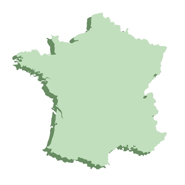 Francia o el mapa francés en 3D en color