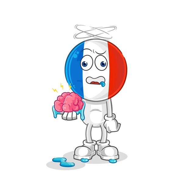 Francia sin personaje de dibujos animados de vector de cerebro