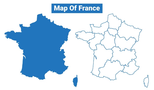 Francia sencillo conjunto de ilustraciones de estilo mapa vectorial plano azul