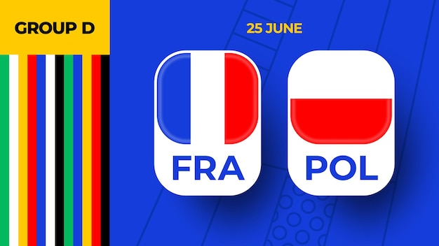 Francia vs Polonia fútbol 2024 partido contra 2024 partido de campeonato de la fase de grupos contra equipos intro fondo deportivo competición de campeonato