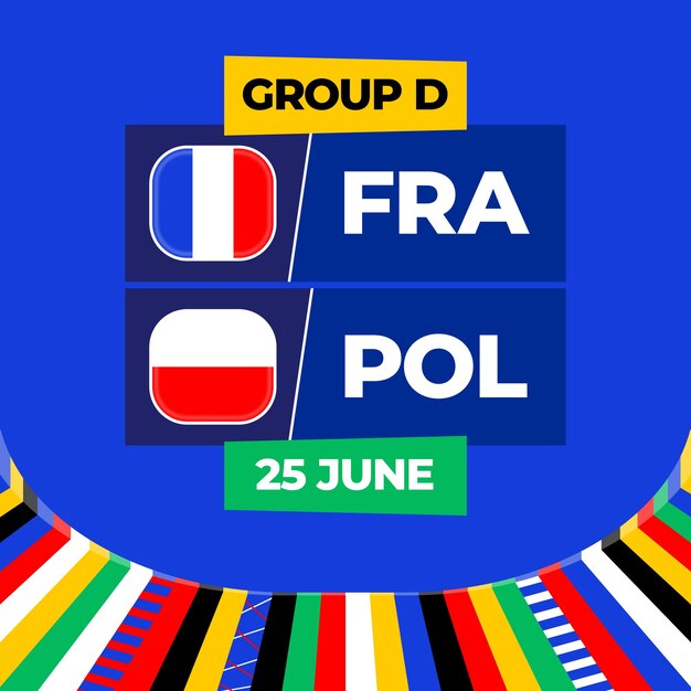 Francia vs Polonia fútbol 2024 partido contra 2024 partido de campeonato de la fase de grupos contra equipos intro fondo deportivo competición de campeonato