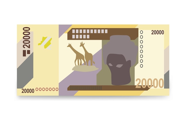 Franco congoleño Ilustración vectorial Conjunto de dinero del Congo Paquete de billetes Papel moneda 20000 CDF
