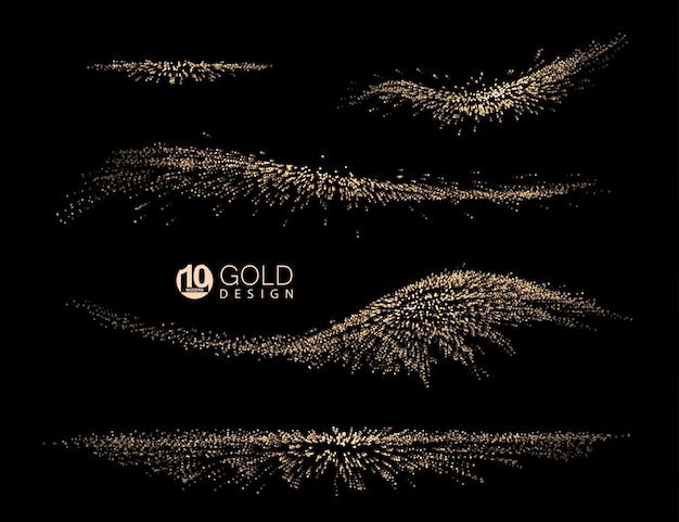 Franja aislada ondulada abstracta con componente de diseño de brillo dorado