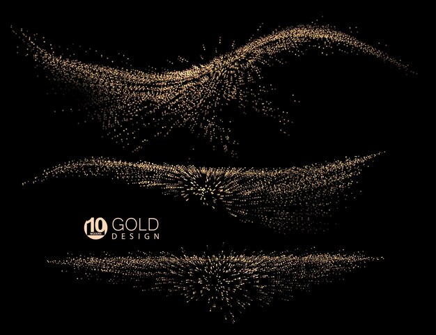 Franja aislada ondulada y brillante abstracta con componente de diseño de brillo dorado