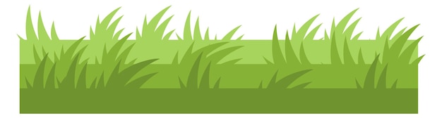 Vector franja de borde sin costura horizontal de hierba verde decorativa aislada sobre fondo blanco