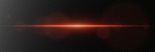 Franja de flash de luz roja Resplandor de un haz láser en un fondo transparente