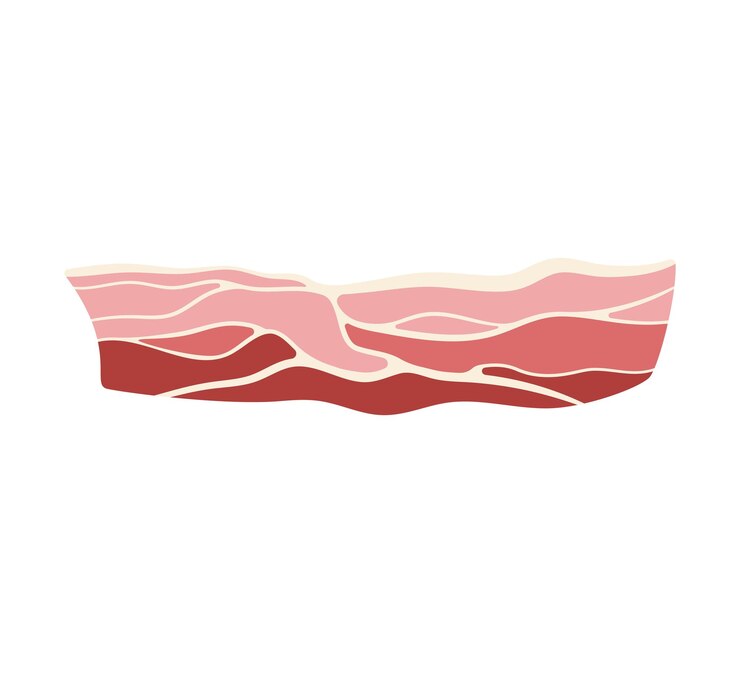 Vector franja de tocino de cerdo dibujada a mano como un elemento aislado vectorial plano sobre un fondo blanco