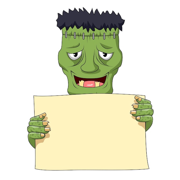 Frankenstein con una pancarta en blanco Ilustración vectorial