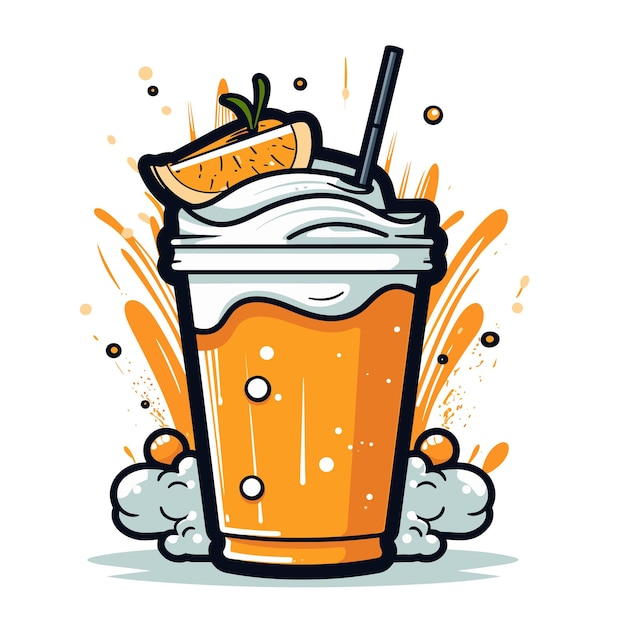 Vector frappé de batido de naranja