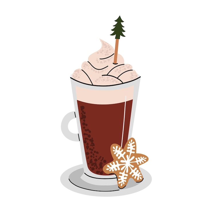 Vector frappuccino con pan de jengibre de navidad café irlandés ilustración vectorial en estilo plano