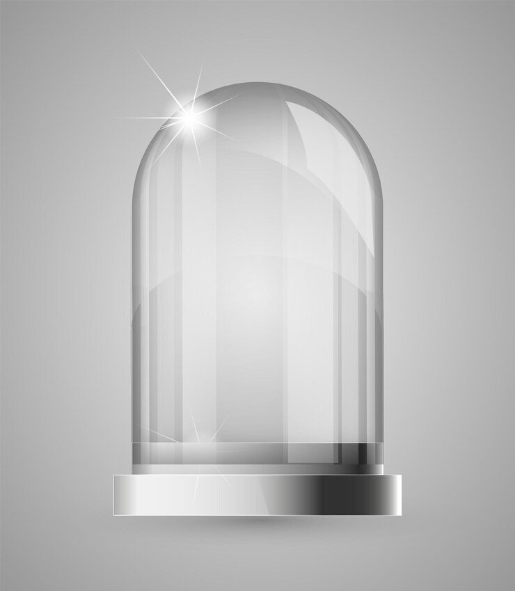 Vector frasco de cristal mágico de vidrio bombilla de nieve vacía frasco de vidrio transparente blanco en un soporte vector christm