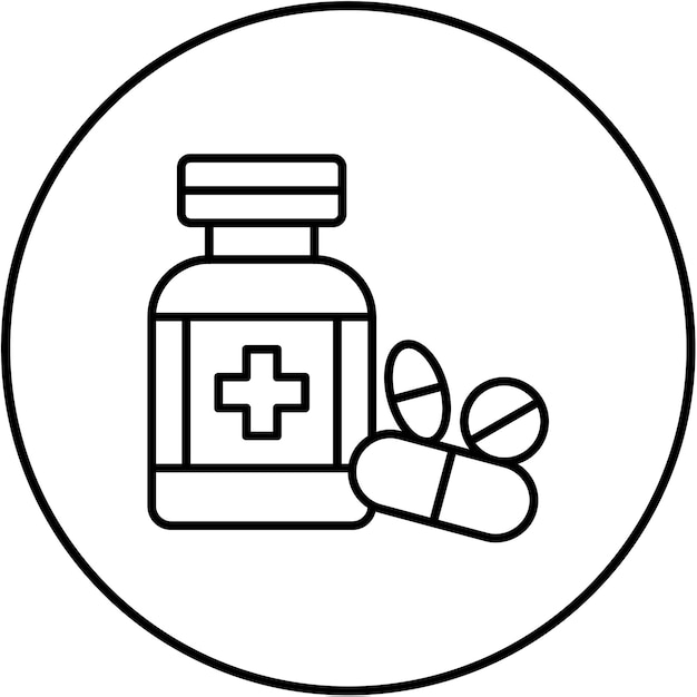 un frasco médico con un símbolo médico en él