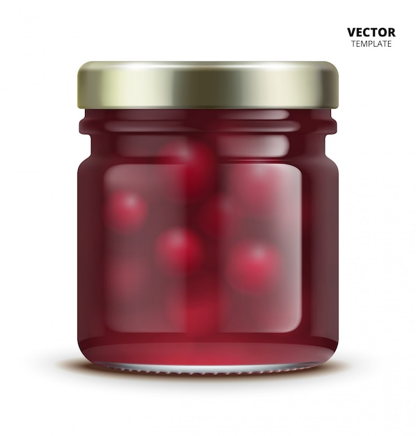 Vector frasco de mermelada de vidrio aislado