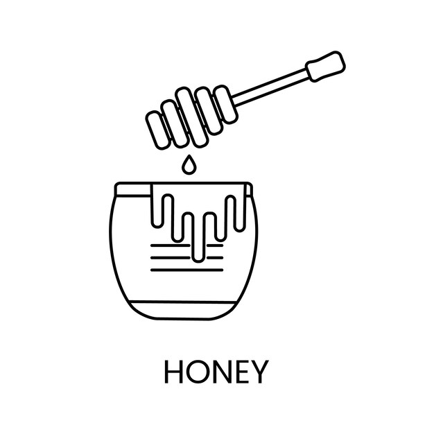 Un frasco de miel de abeja icono de línea ilustración vectorial