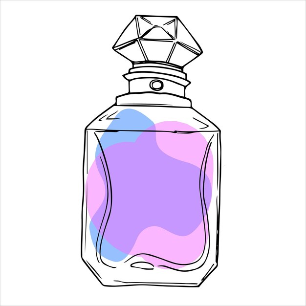 Vector frasco de perfume perfumado vectorial aislado en frasco de vector de arte de línea de feromonas de aroma blanco