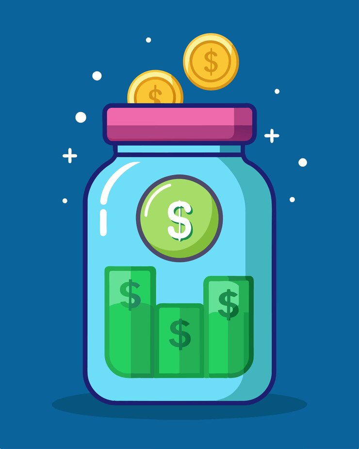 Vector un frasco de plástico moderno con una pantalla digital que cuenta la cantidad de dinero dentro alentando al propietario a ahorrar más cada vez que una moneda cae en la ilustración vectorial