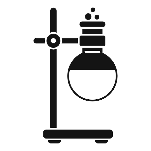 El frasco químico burbujeando en el icono del soporte