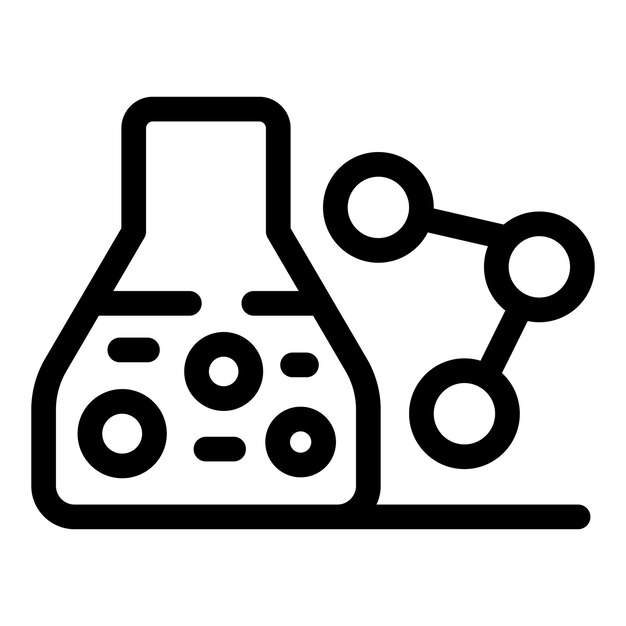 Un frasco químico experimentando con el icono de los enlaces moleculares