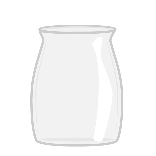 Frasco de vidrio abierto vacío aislado sobre fondo blanco Ilustración vectorial
