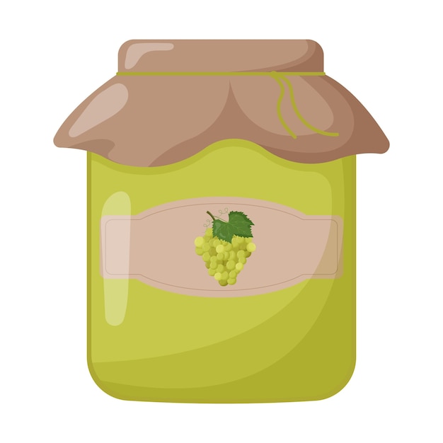 Frasco de vidrio de mermelada de uva con tapa cerrada Linda ilustración vectorial