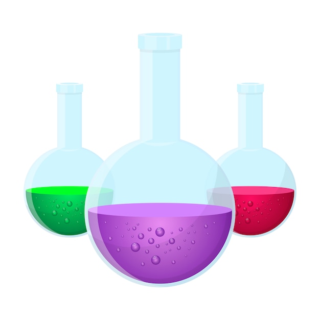 Vector frascos químicos de laboratorio aislados