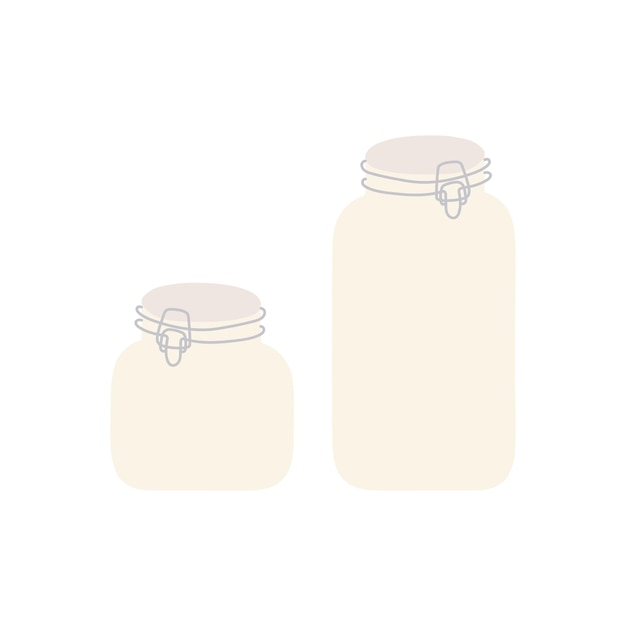 Frascos con tapa pastel ilustraciones planas Vector aislado sobre fondo blanco