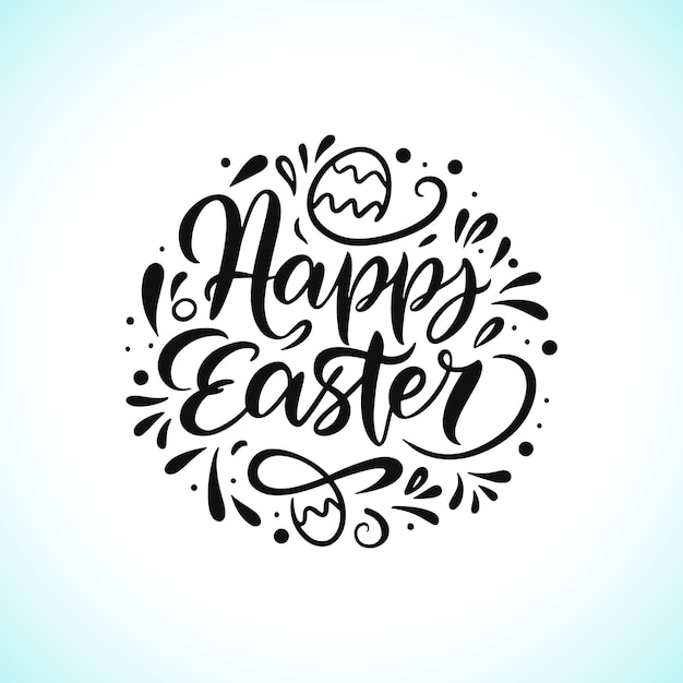 frase de letras vectoriales aisladas en fondo blanco Feliz conejo de Pascua