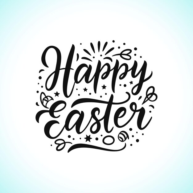frase de letras vectoriales aisladas en fondo blanco Feliz conejo de Pascua