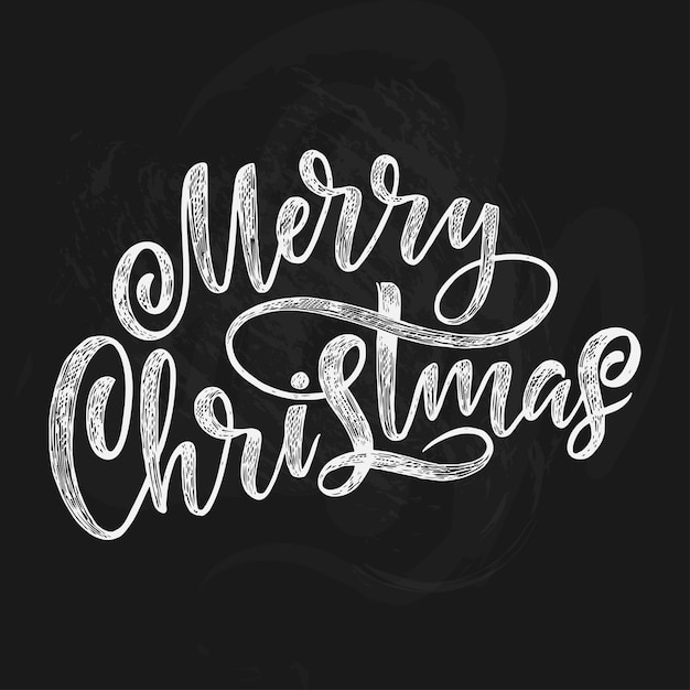 Frase manuscrita Feliz Navidad aislado en negro