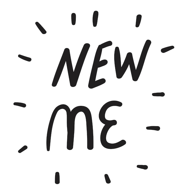Frase Nuevo yo Letras Diseño vectorial sobre fondo blanco