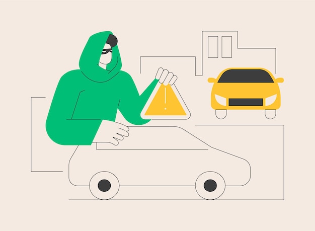 Fraude vial concepto abstracto ilustración vectorial seguridad vial compañero de viaje delito vial criminal