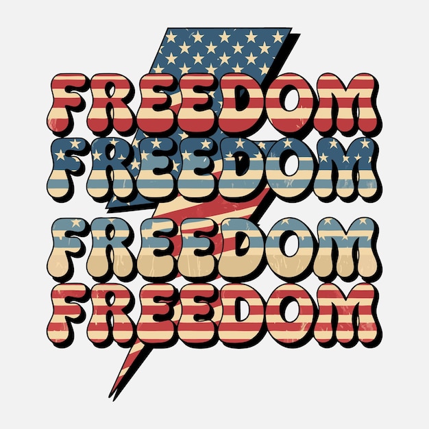 Freedom diseño de camiseta vintage del 4 de julio