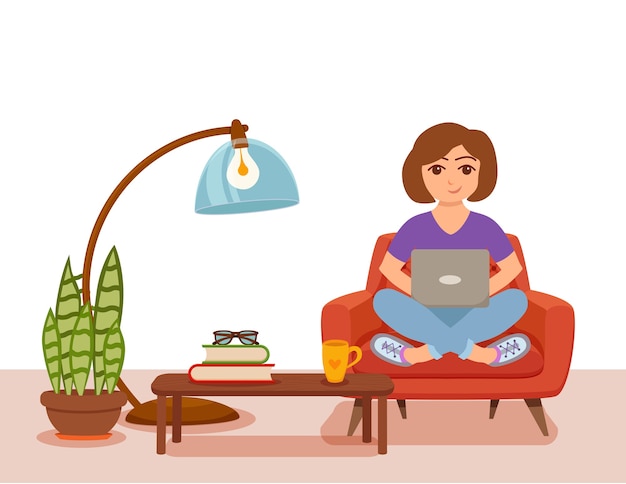 Freelancer feliz joven trabajando