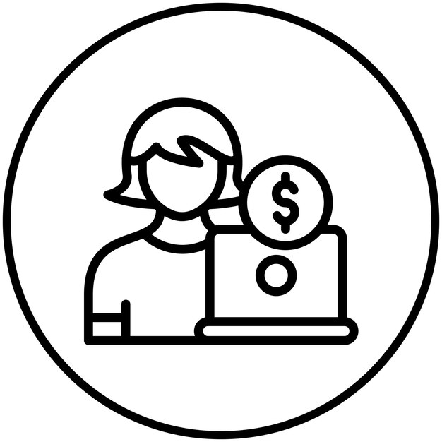 Freelancer Ilustración del icono vectorial femenino del conjunto de iconos de Gig Economy