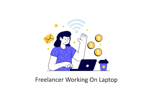 Freelancer trabajando en una computadora portátil