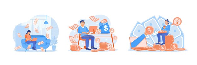Los freelancers trabajan en línea y ganan dinero de Internet