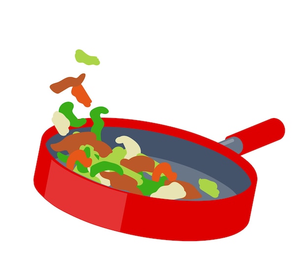 Freír verduras en una sartén