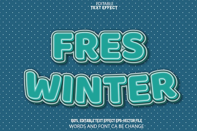 Fres Winter Efecto de texto editable Estilo de dibujos animados 3D