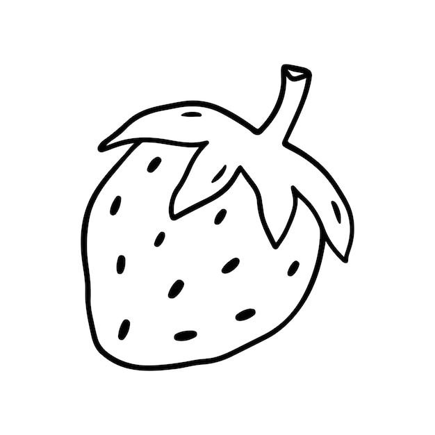 Fresa aislada sobre un fondo blanco Ilustración dibujada a mano vectorial en estilo contorno Perfecto para tarjetas decoraciones logotipo menú recetas varios diseños