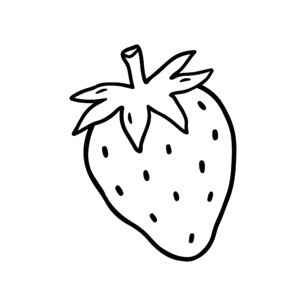 Fresa aislada sobre un fondo blanco Ilustración dibujada a mano vectorial en estilo contorno Perfecto para tarjetas decoraciones logotipo menú recetas varios diseños